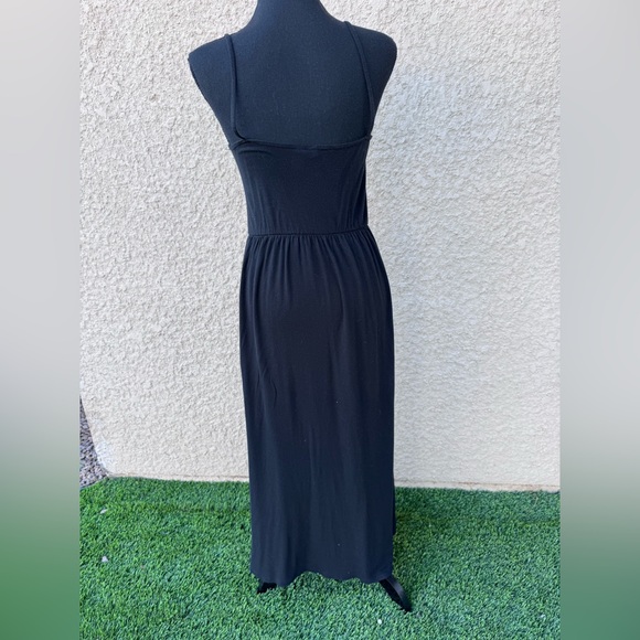 H&M Divided Black Maxi Dress Spaghetti Strap Elastic Waist Flowy Sz S GREAT - Picture 2 of 16